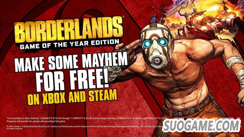 《无主之地 年度版》在Xbox和Steam提供限时免费游玩