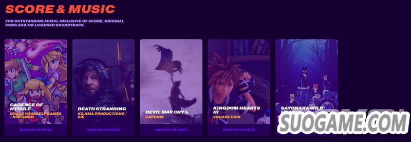 TGA 2019提名名单公开 只狼生化2死亡搁浅等6款作品角逐年度游戏