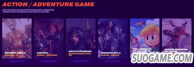 TGA 2019提名名单公开 只狼生化2死亡搁浅等6款作品角逐年度游戏