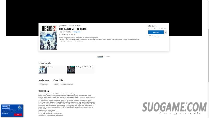 微软商城泄露《迸发2》发售日 游戏将于北京时间9月24日发售