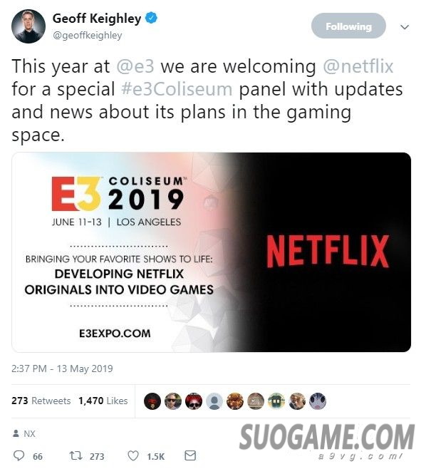 Netflix将加入E3讨论环节 将原创内容融入电子游戏